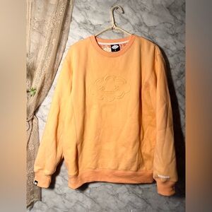 Scubieee Peach Apricot Embossed Cloud Sweatshirt Size L Streetwear Graphic Lined